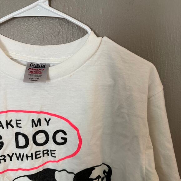 VINTAGE 'I TAKE MY BIG DOG EVERYWHERE' Size Large casual Single Stitch - Picture 5 of 7